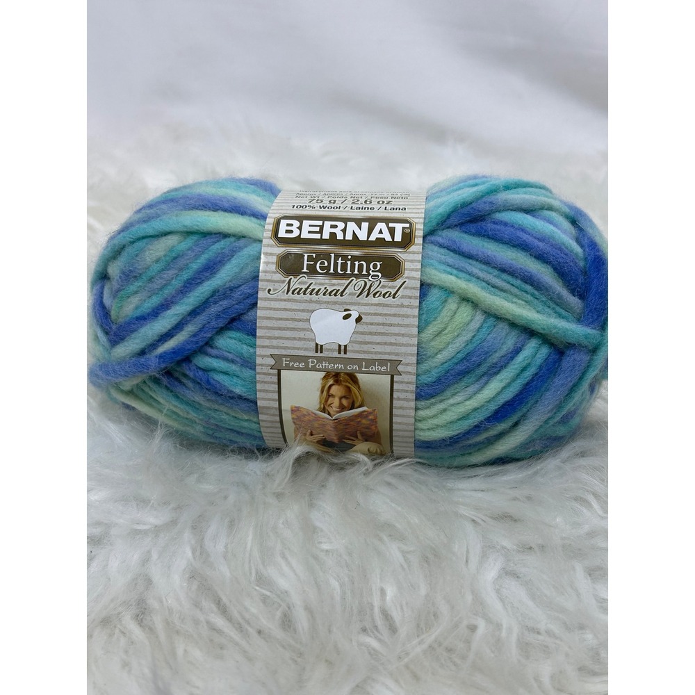 Bernat Felting Natural Wool Yarn New Iris Blue Teal Bulky 100% Wool 75g 84yds